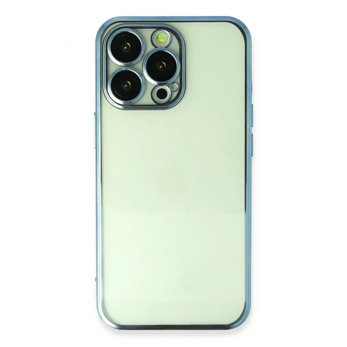 Mey İthalat®  iPhone 13 Pro Kılıf  Lensli Silikon - Açık Mavi