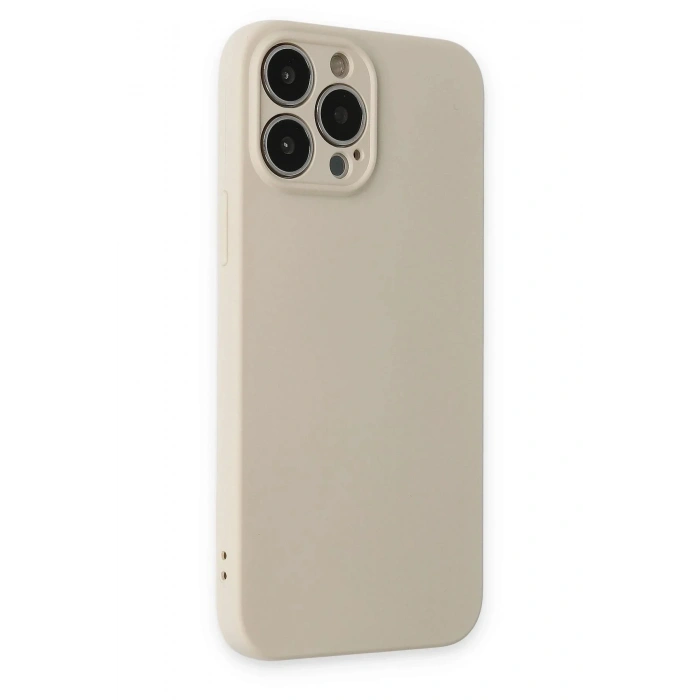 Mey İthalat®  iPhone 13 Pro Kılıf Nano içi Kadife Silikon - Bej