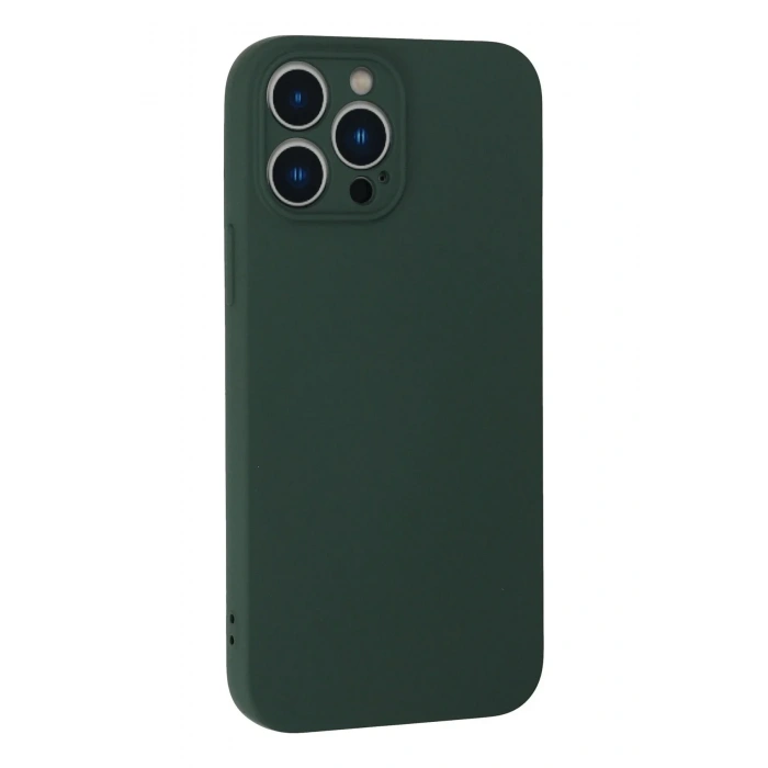 Mey İthalat®  iPhone 13 Pro Kılıf Nano içi Kadife Silikon - Koyu Yeşil