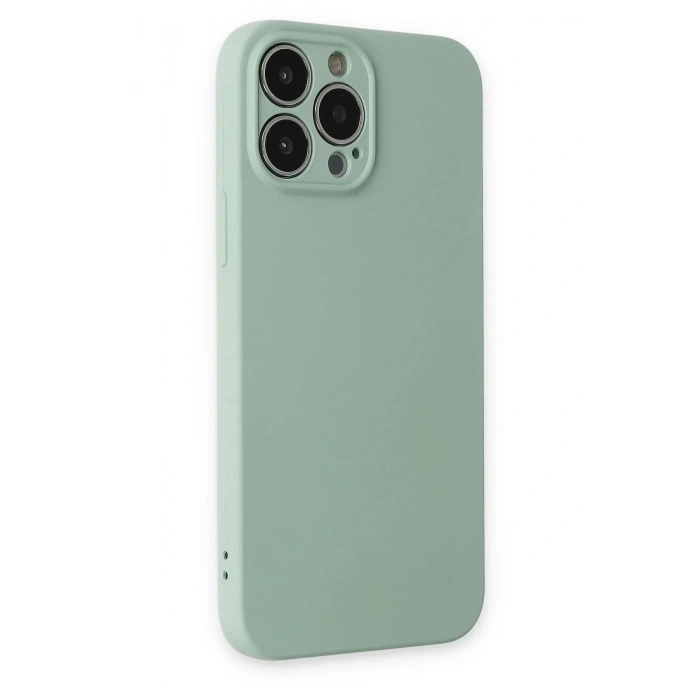 Mey İthalat®  iPhone 13 Pro Kılıf Nano içi Kadife Silikon - Su Yeşili