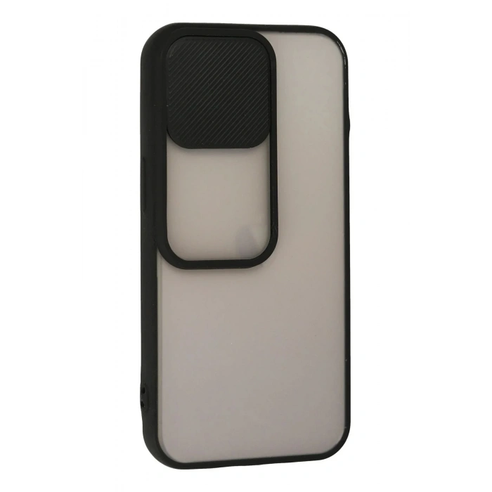 Mey İthalat®  iPhone 13 Pro Kılıf Palm Buzlu Kamera Sürgülü Silikon - Siyah