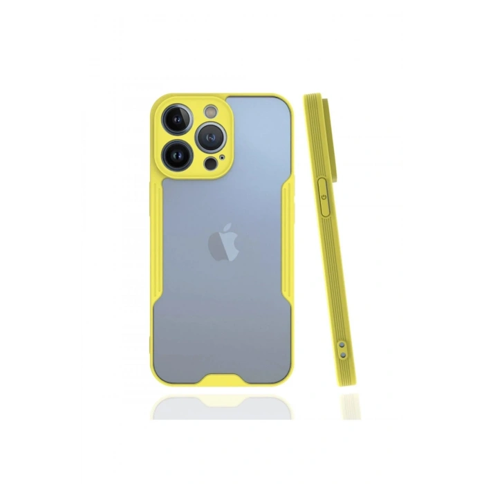 Mey İthalat®  iPhone 13 Pro Kılıf Platin Silikon - Sarı