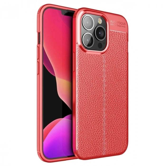 Mey İthalat®   iPhone 13 Pro Max Kılıf Auto Focus Kapak - Kırmızı