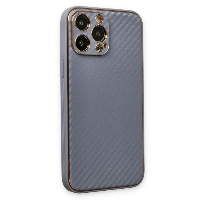 Mey İthalat®  iPhone 13 Pro Max Kılıf Coco Karbon Silikon - Gri