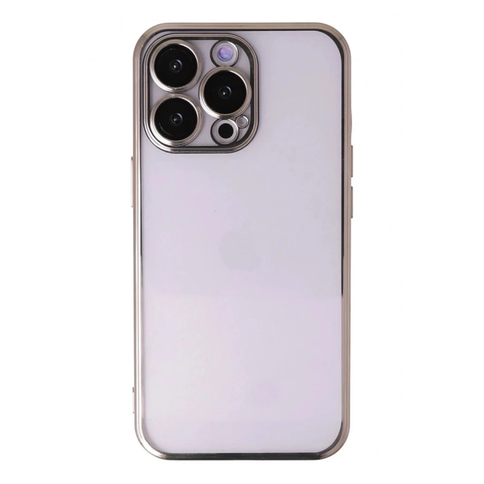 Mey İthalat®  iPhone 13 Pro Max Kılıf  Lensli Silikon - Gold