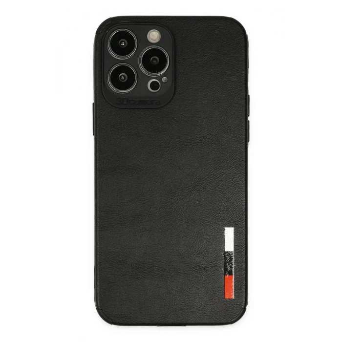 Mey İthalat®  iPhone 13 Pro Max Kılıf Loop Deri Silikon - Siyah