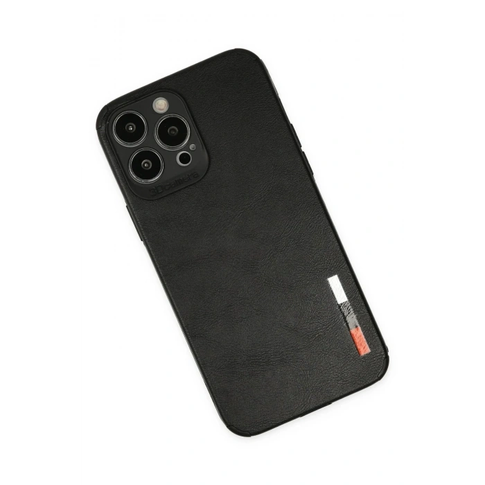 Mey İthalat®  iPhone 13 Pro Max Kılıf Loop Deri Silikon - Siyah