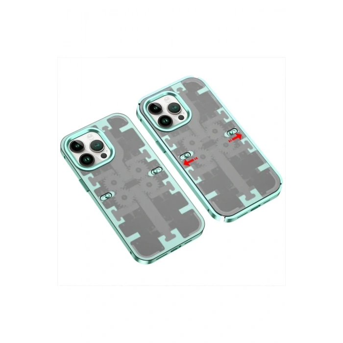 Mey İthalat®  iPhone 13 Pro Max Kılıf Mekanik Bumper Kapak - Yeşil
