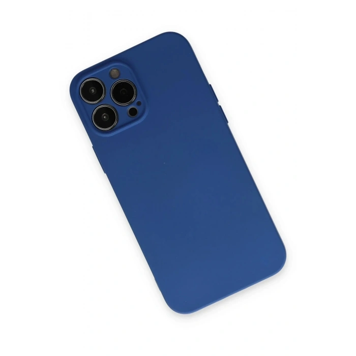 Mey İthalat®  iPhone 13 Pro Max Kılıf Nano içi Kadife Silikon - Lacivert