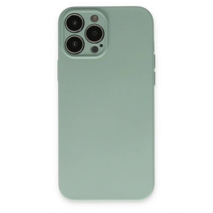 Mey İthalat®  iPhone 13 Pro Max Kılıf Nano içi Kadife Silikon - Su Yeşili
