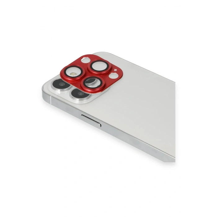 Mey İthalat®  iPhone 13 Pro Max Pers Alüminyum Kamera Lens - Kırmızı