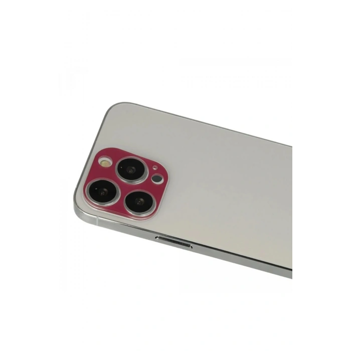 Mey İthalat®  iPhone 13 Pro Max Rainbow Kamera Lens Koruma Cam - Koyu Kırmızı