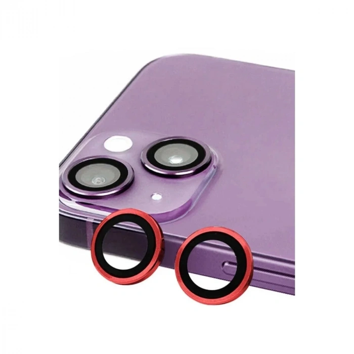 Mey İthalat®  iPhone 14 Plus Raze Metal Kamera Lens - Kırmızı