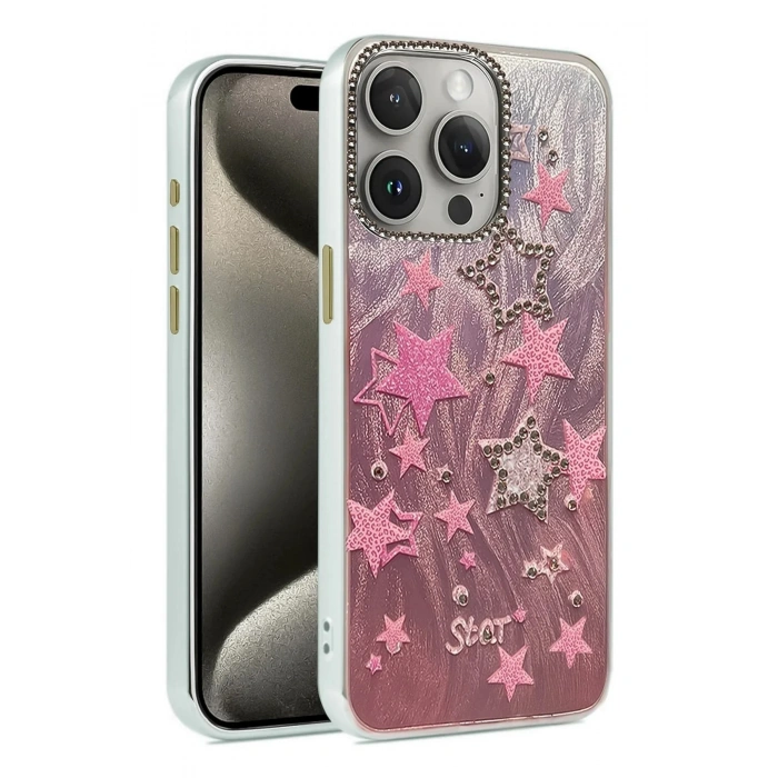 Mey İthalat®  iPhone 14 Pro Kılıf Blade Aynalı Desenli Kapak - Desen 7
