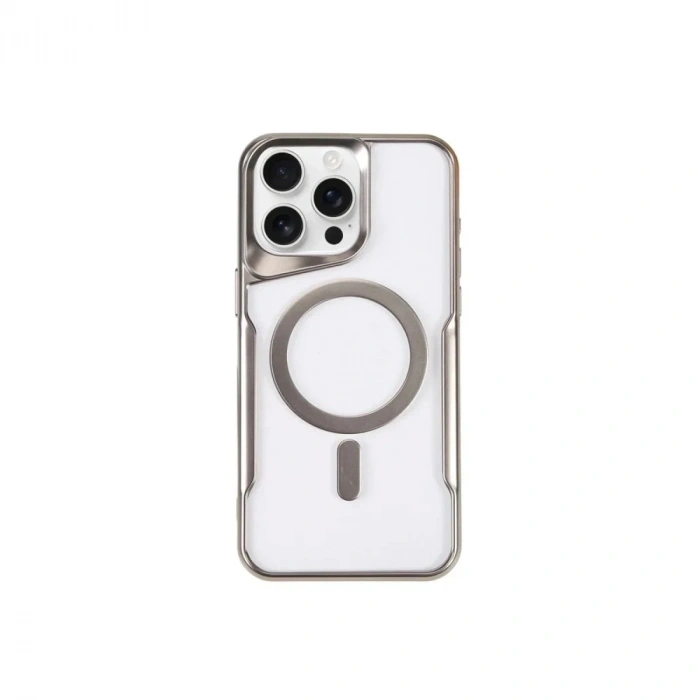 Mey İthalat®  iPhone 14 Pro Kılıf Boyi Magsafe Silikon Kapak - Gümüş