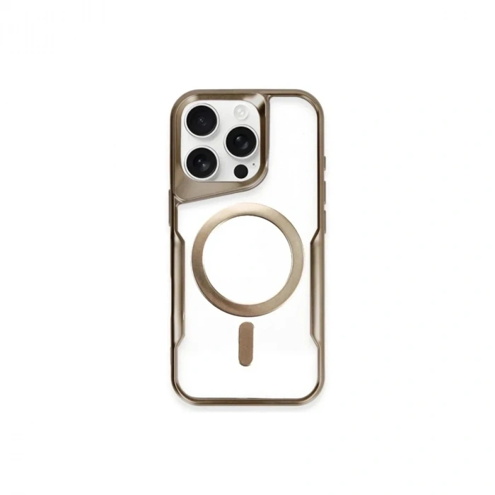 Mey İthalat®  iPhone 14 Pro Kılıf Boyi Magsafe Silikon Kapak - Kahverengi