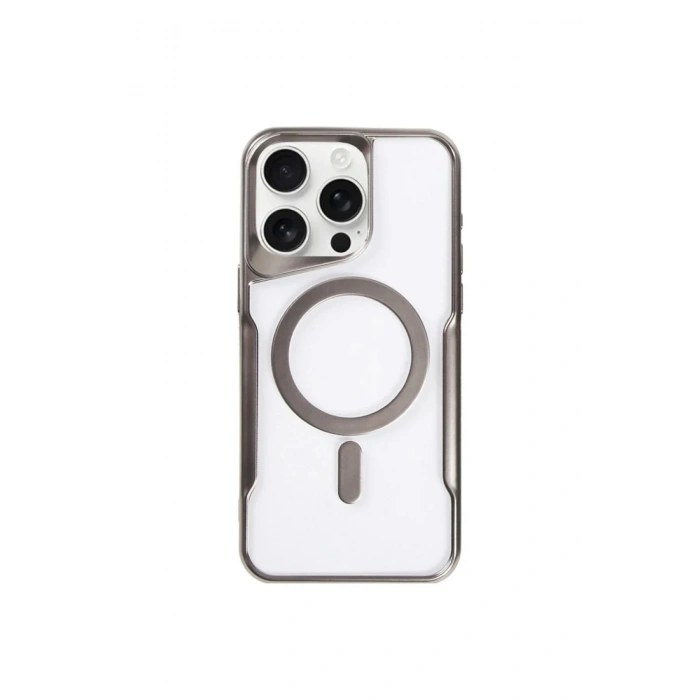 Mey İthalat®  iPhone 14 Pro Kılıf Boyi Magsafe Silikon Kapak - Titan Gri