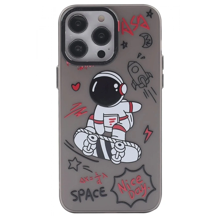Mey İthalat®  iPhone 14 Pro Kılıf  Desenli Kapak -  Siyah - 1