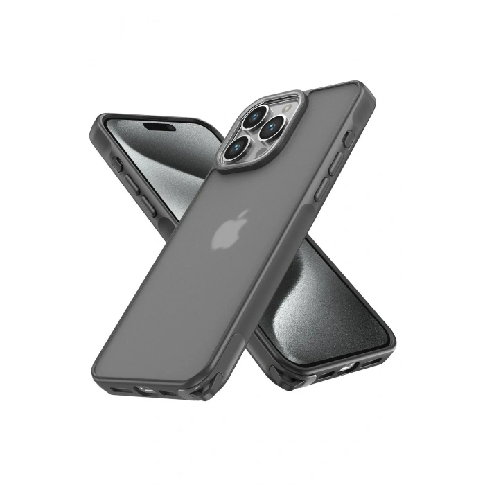 Mey İthalat®  iPhone 14 Pro Kılıf Elegant Kapak - Titan Gri