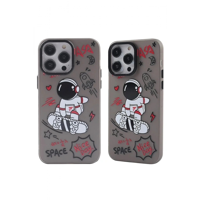 Mey İthalat®  iPhone 14 Pro Max Kılıf  Desenli Kapak -  Siyah - 1