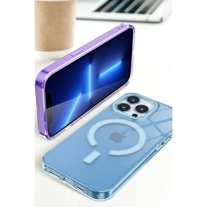 Mey İthalat®  iPhone 14 Pro Max Kılıf Troy Magsafe Kapak - Mor