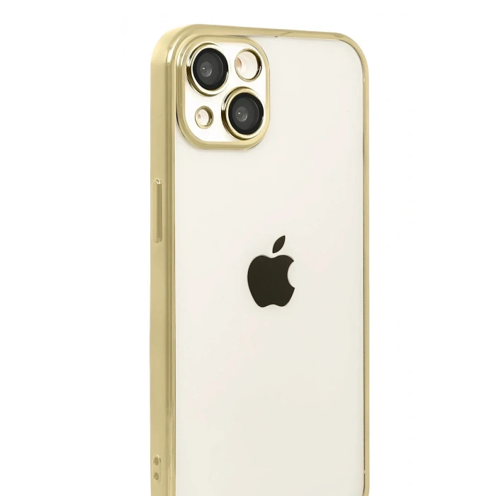 Mey İthalat®   iPhone 15  Lensli Silikon - Gold