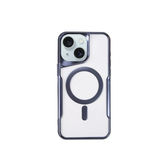 Mey İthalat®  iPhone 15 Plus Kılıf Boyi Magsafe Silikon Kapak - Lacivert