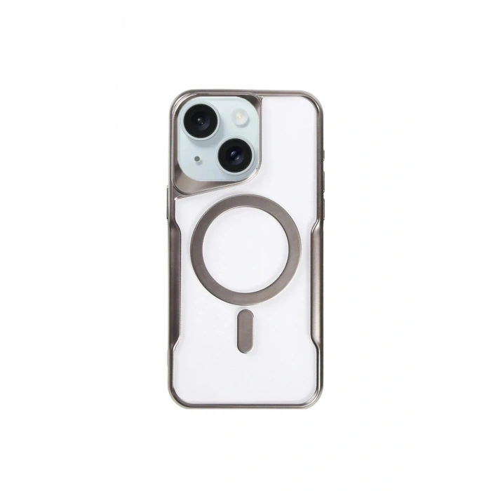 Mey İthalat®  iPhone 15 Plus Kılıf Boyi Magsafe Silikon Kapak - Titan Gri