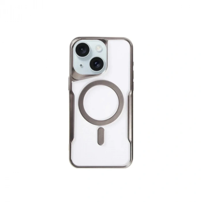Mey İthalat®  iPhone 15 Plus Kılıf Boyi Magsafe Silikon Kapak - Titan Gri