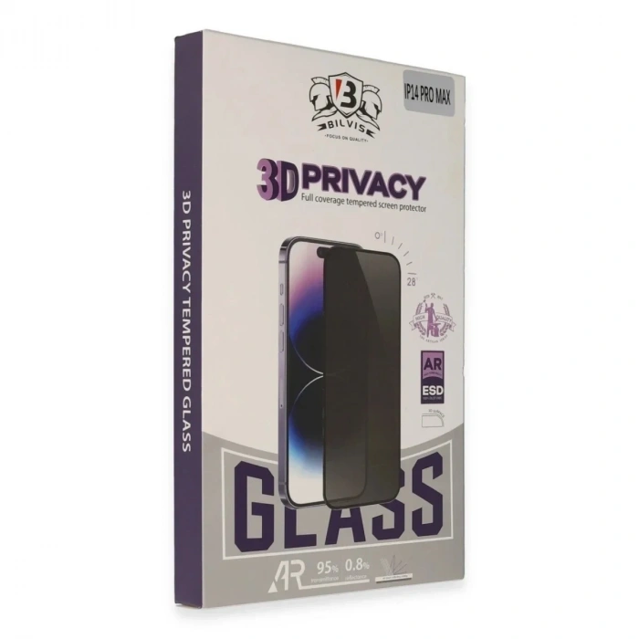 Mey İthalat®  iPhone 15 Pro Bilvis 3D Hayalet Cam Ekran Koruyucu