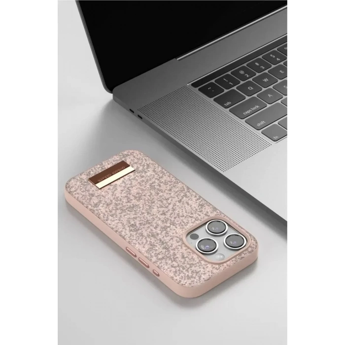 Mey İthalat®   iPhone 15 Pro Bright Simli Kapak - Siyah