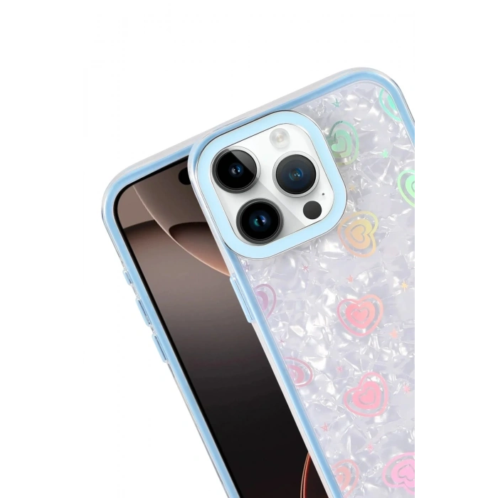 Mey İthalat®   iPhone 15 Pro Lumi Desenli Kapak - Mavi