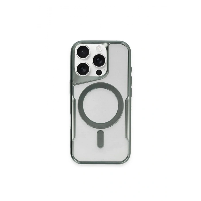 Mey İthalat®  iPhone 15 Pro Max Kılıf Boyi Magsafe Silikon Kapak - Yeşil