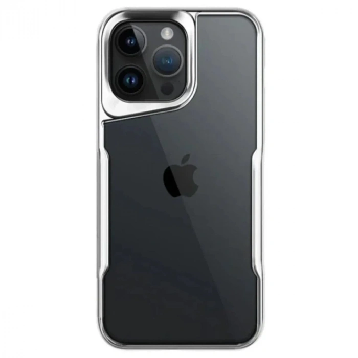 Mey İthalat®  iPhone 15 Pro Max Kılıf Boyi Silikon Kapak - Gümüş