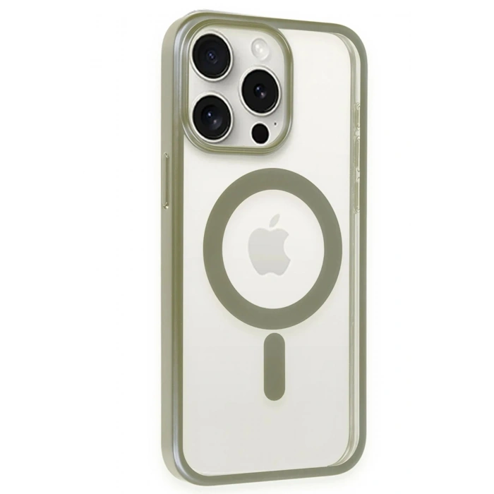 Mey İthalat®  iPhone 15 Pro Max Kılıf Erozi Magsafe Kapak - Gri