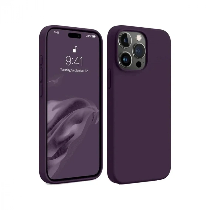 Mey İthalat®  iPhone 15 Pro Max Kılıf First Silikon - Mürdüm