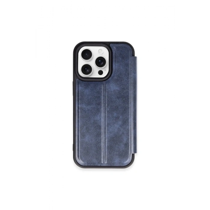 Mey İthalat®  iPhone 15 Pro Max Kılıf Flip Cover - Lacivert