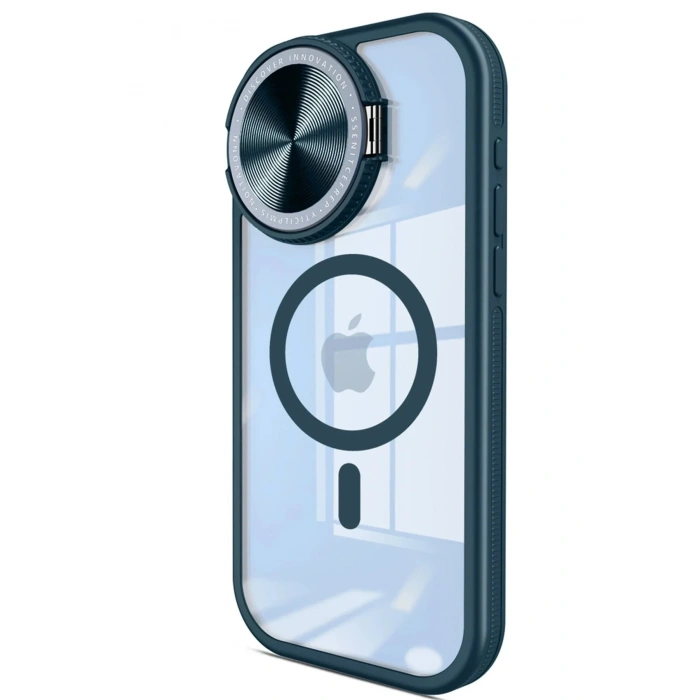 Mey İthalat®  iPhone 15 Pro Max Kılıf Teleskop Lens Magsafe Silikon Kapak - Lacivert