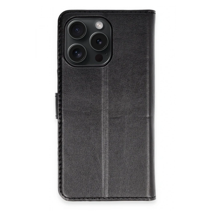 Mey İthalat®  iPhone 15 Pro Max Kılıf Trend S Plus Kapaklı Kılıf - Siyah