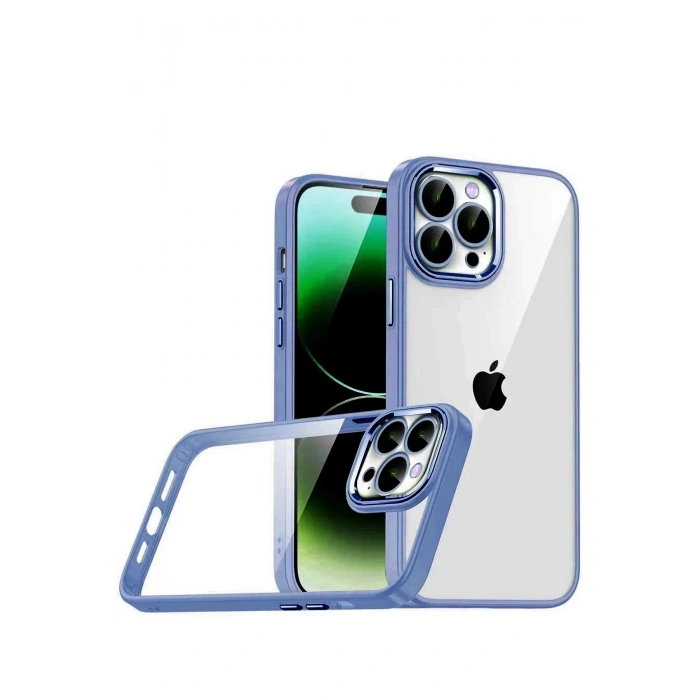 Mey İthalat®   iPhone 15 Pro Max  Lensli Silikon - Açık Mavi
