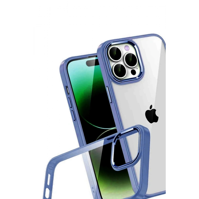 Mey İthalat®   iPhone 15 Pro Max  Lensli Silikon - Lacivert