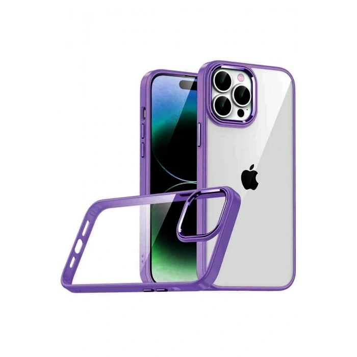 Mey İthalat®   iPhone 15 Pro Max  Lensli Silikon - Mor