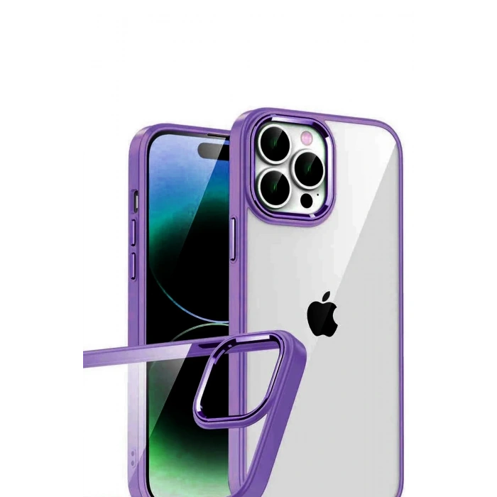 Mey İthalat®   iPhone 15 Pro Max  Lensli Silikon - Mor