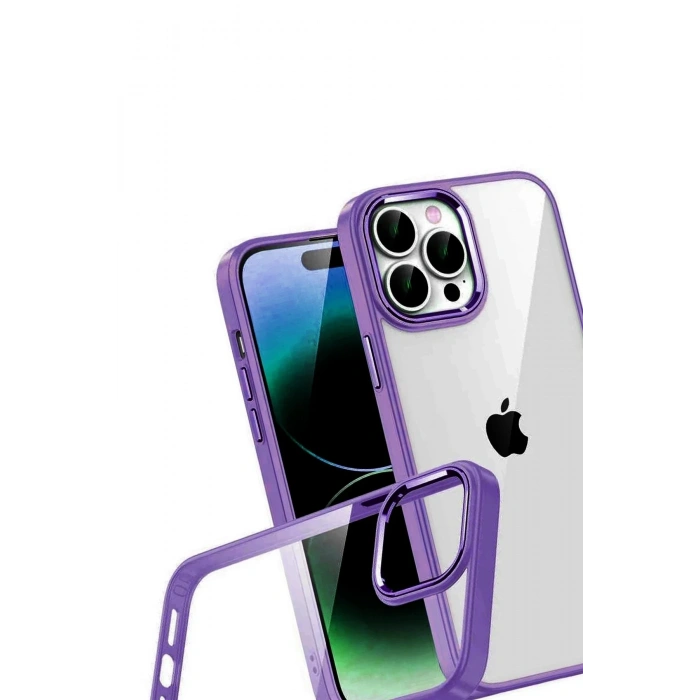Mey İthalat®   iPhone 15 Pro Max  Lensli Silikon - Mor
