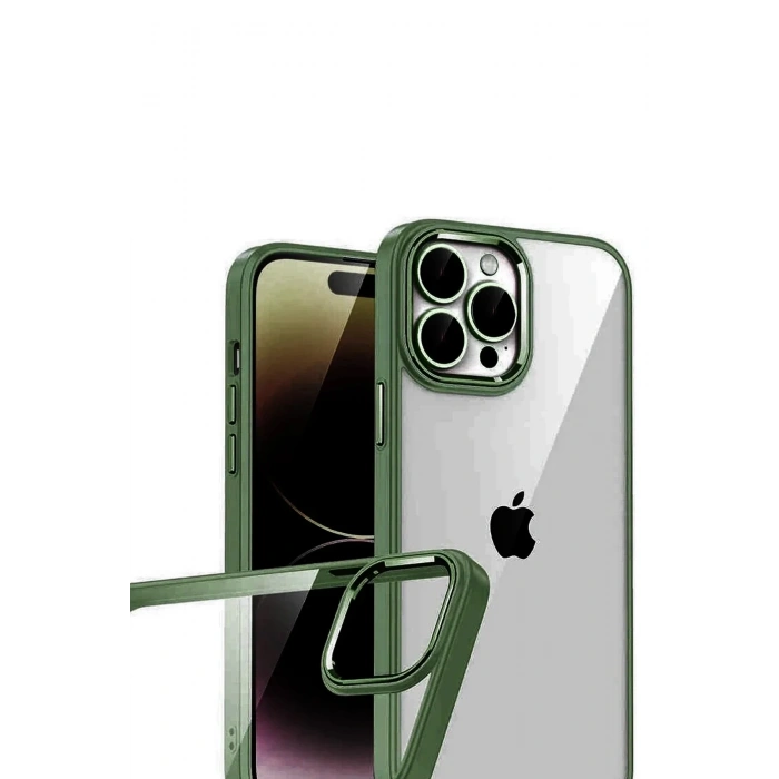 Mey İthalat®   iPhone 15 Pro Max  Lensli Silikon - Yeşil