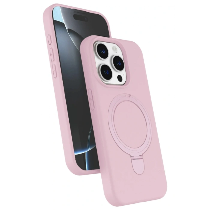 Mey İthalat®   iPhone 15 Pro Max Regal Magsafe Standlı Kapak - Açık Pembe