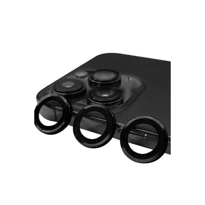Mey İthalat®  iPhone 15 Pro Raze Metal Kamera Lens - Siyah