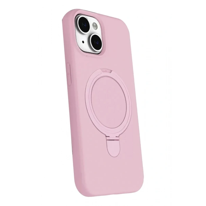 Mey İthalat®   iPhone 15 Regal Magsafe Standlı Kapak - Açık Pembe