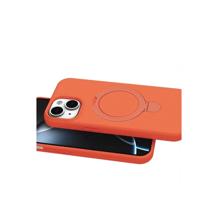 Mey İthalat®   iPhone 15 Regal Magsafe Standlı Kapak - Turuncu