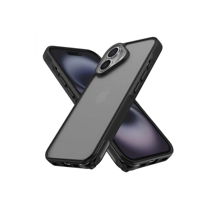 Mey İthalat®  iPhone 16 Kılıf Elegant Kapak - Siyah